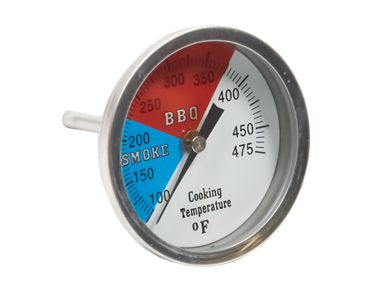 Barbecue thermometer with temperature markings on a white background